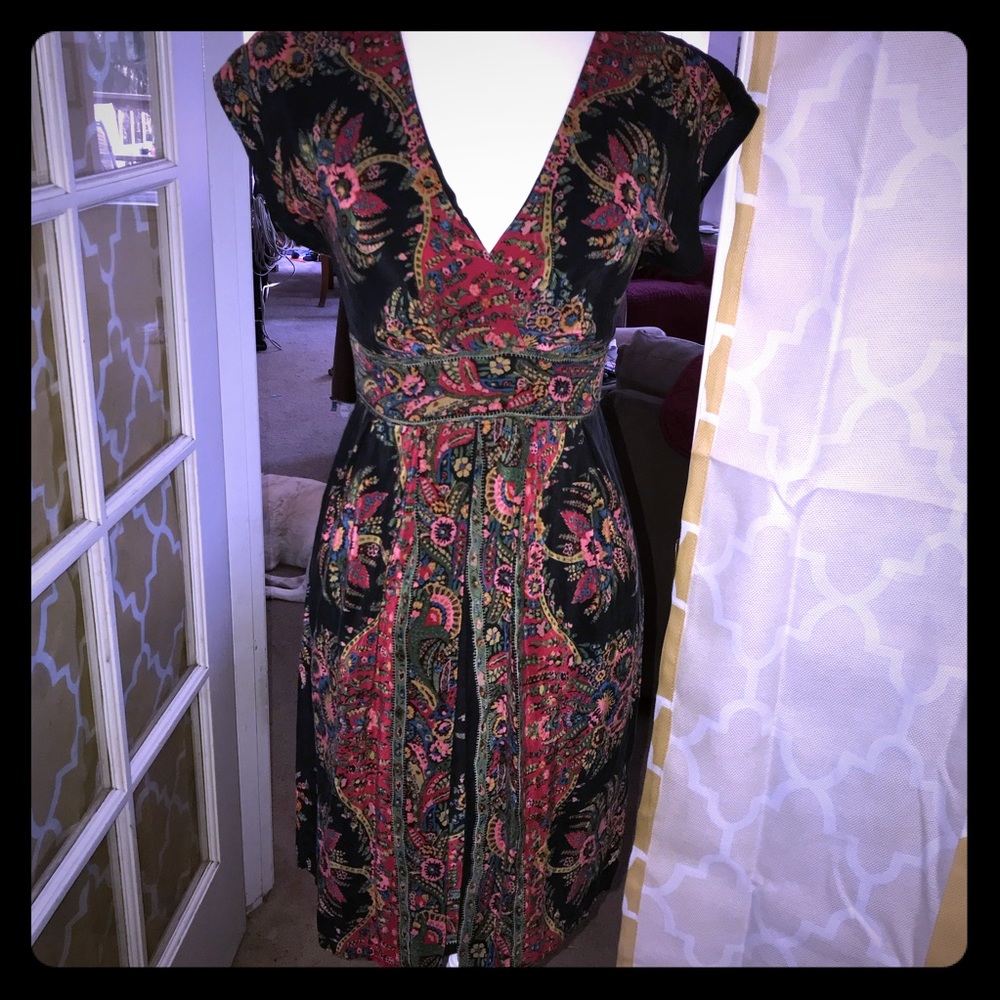 Warehouse 100% silk dress black floral 2 imported